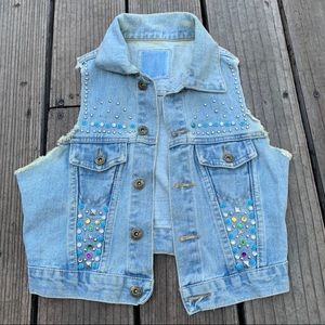 Cropped Denim Vest